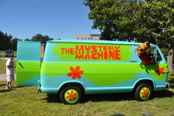 A 1965 Chevrolet Van is decked out in full Scooby regalia.