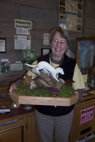 Nice marmot! Actually, the weaselly creature Nancy Fellows is holding here is an ermine.