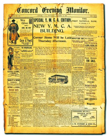 Oh rats, looks like we were scooped on this issue – over 100 years ago! The Nov. 16, 1904, edition of the Concord Evening Monitor called the construction of a new YMCA building a “red-letter day” for the people of Concord.