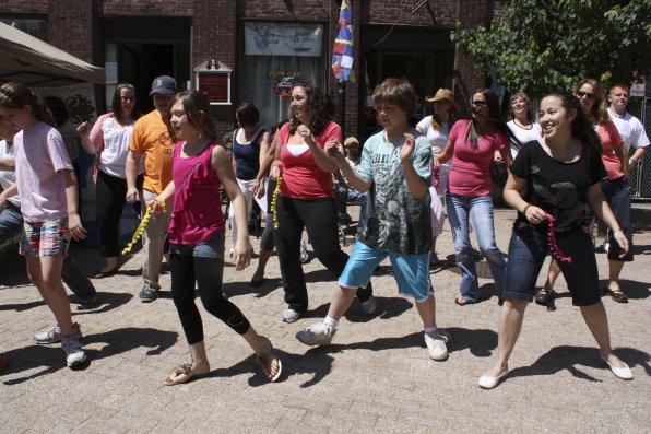 The first appearance of the Concord Area Flash Mob takes the Concord Arts Market by storm with a dazzling display of synchronized dancing.