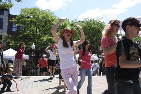 Jonna Ferguson shakes her groove thing in the conga line.