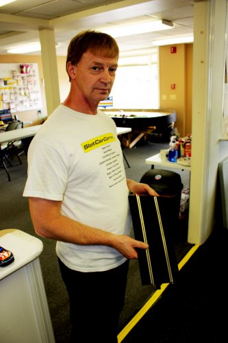 Dickie Pearson shows off a length of track.