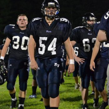 Merrimack Valley senior Hunter Darling would very much like you to support him as he raises money for breast cancer. And he’s wearing a helmet and pads and knows how to use them, so you probably should.