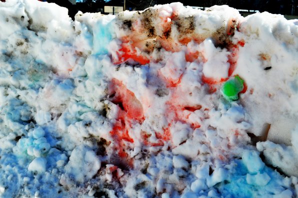 The melted bears painted the snow.