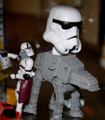 A stormtrooper/Imperial Walker bobblehead mashup from the little- known Star Wars Episode 5.5: Nightmare Fuel.