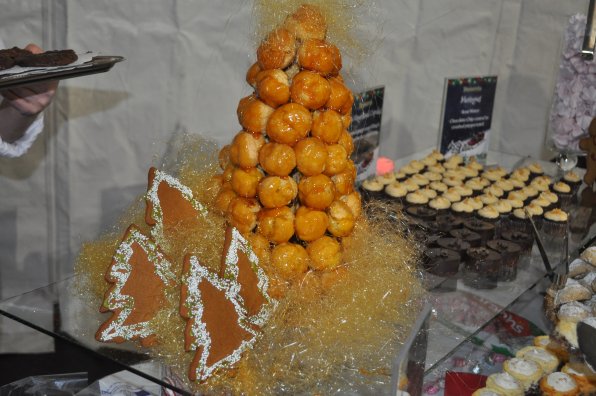 Oh cream puff tree, oh cream puff tree. This one was bedazzled with spun sugar spun in-house!