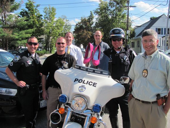 Heels on a police motorcycle is quite an arresting look, if we do say so ourselves. Here you see the Pumps on Patrol team, from left, Concord Police officers Dana Dexter, Joe Chaput, Bryan Croft, Mark Dumas, Eric Crane and Tim O’Malley.
