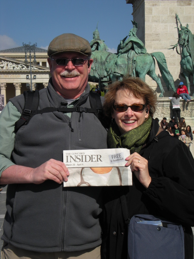 Diane and Bill McGonagle share the Insider with the throngs at Heroes Square in Budapest, Hungary.