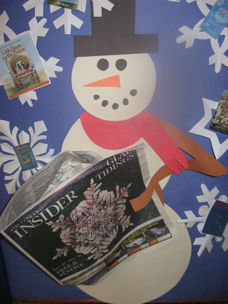 "Blizzard of Books" a close-up of MVMS Library Door for school contest.