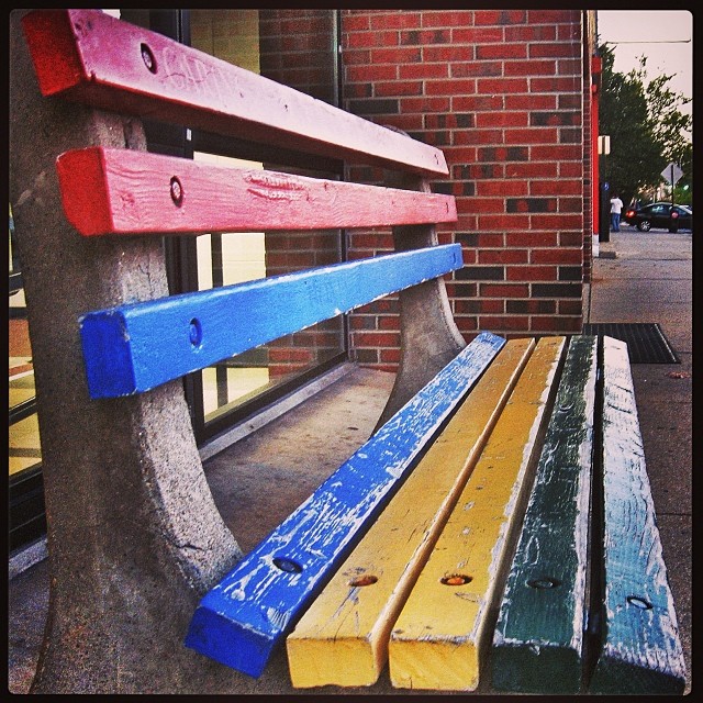 This colorful shot of a bench outside of the YMCA came from Instagram user @unbelievabilly. It’s like sitting on a rainbow!