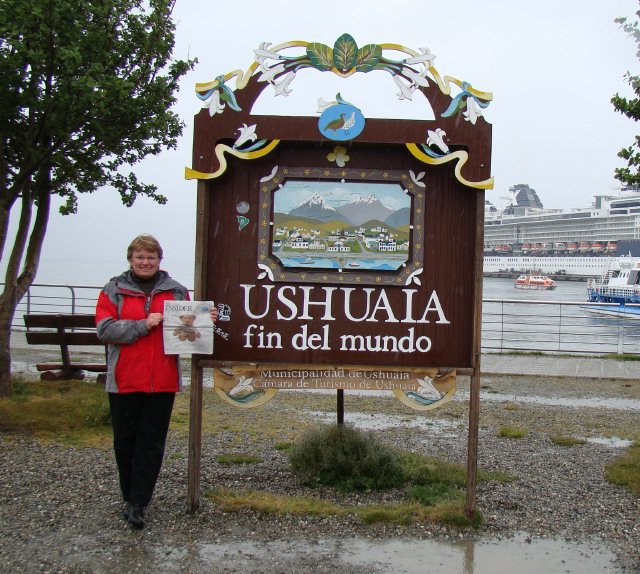 On Jan. 11 Linda Parsons of Exeter took the Kiwanis Club edition of The Insider to Ushuaia, Argentina - the southernmost city in South America ("fin del mundo" means "end of the world"). Linda's father, Edgar Brodeur of Penacook, was a long-time Kiwanian.