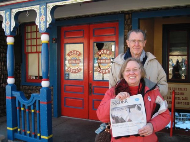 Martha and Dave Burnham show off The Insider after their Dec. 20 ride on the "Santa Train' up Pikes Peak in Manitou Springs, Colo.