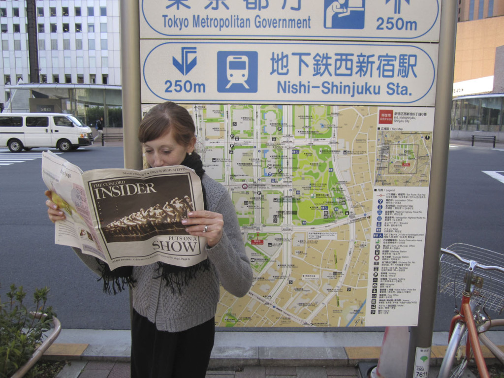 Insider correspondent Erin Woolf took a copy of the Insider to Japan. Domo arigato, Erin!