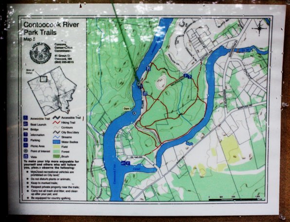 The map at the trailhead of the Contoocook River Park trail.