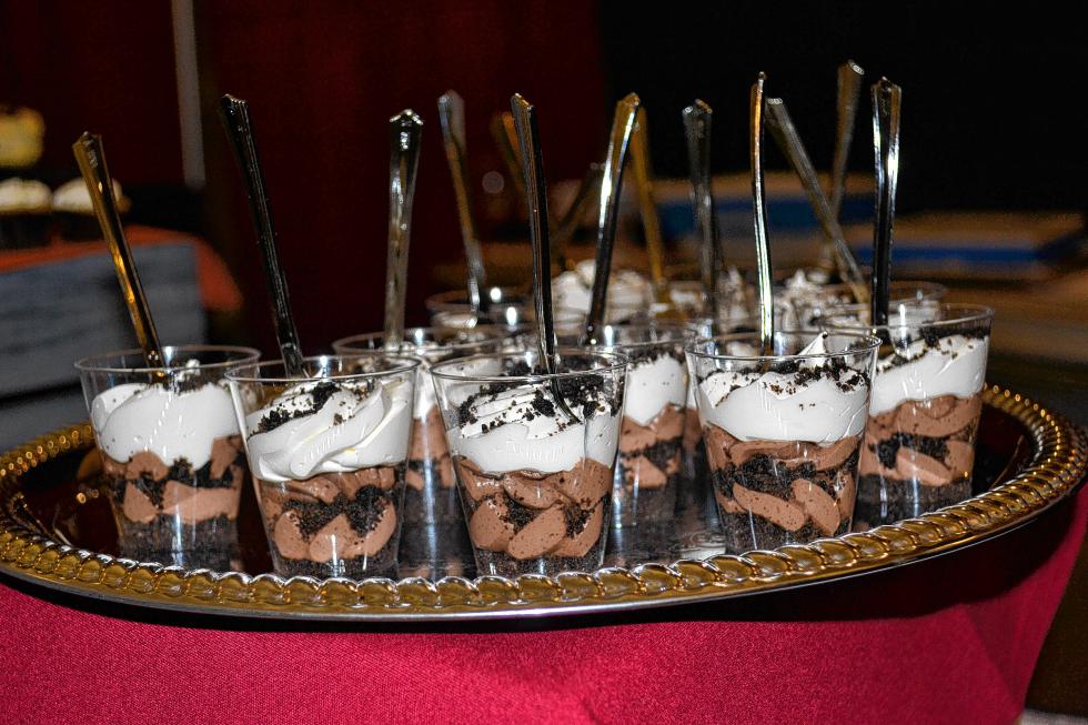 It sure was hard to walk away from this tray of chocolate cream tart shooters. (TIM GOODWIN / Insider staff) - 
