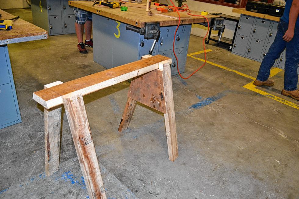 The fact that Tim’s sawhorse is standing without anybody propping it up is a passing grade in our book. (BRANDON JACKSON / For the Insider) - 
