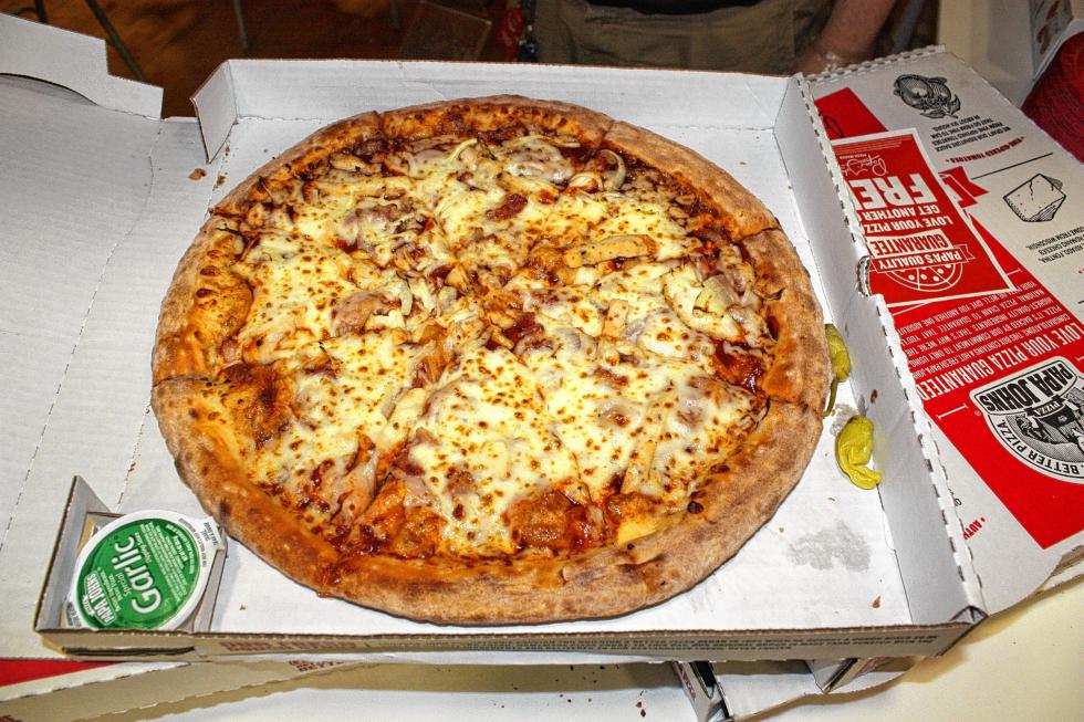 Here's a barbeque chicken pizza from Papa John's. (JON BODELL / Insider staff) -