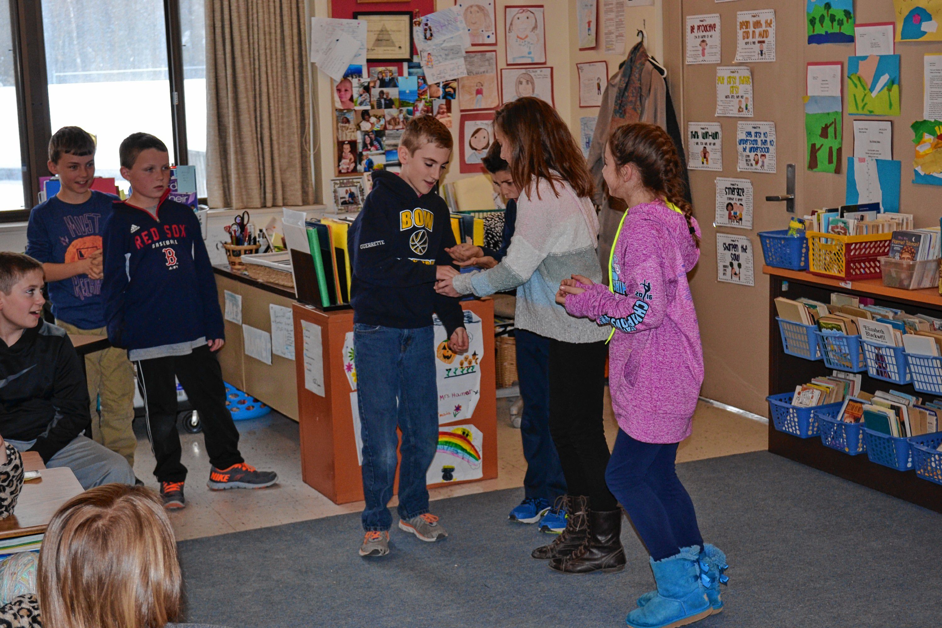 Tim Goodwin—Insider staffBow Elementary School fourth grade students rehearse for their upcoming play on New Hampshire history.