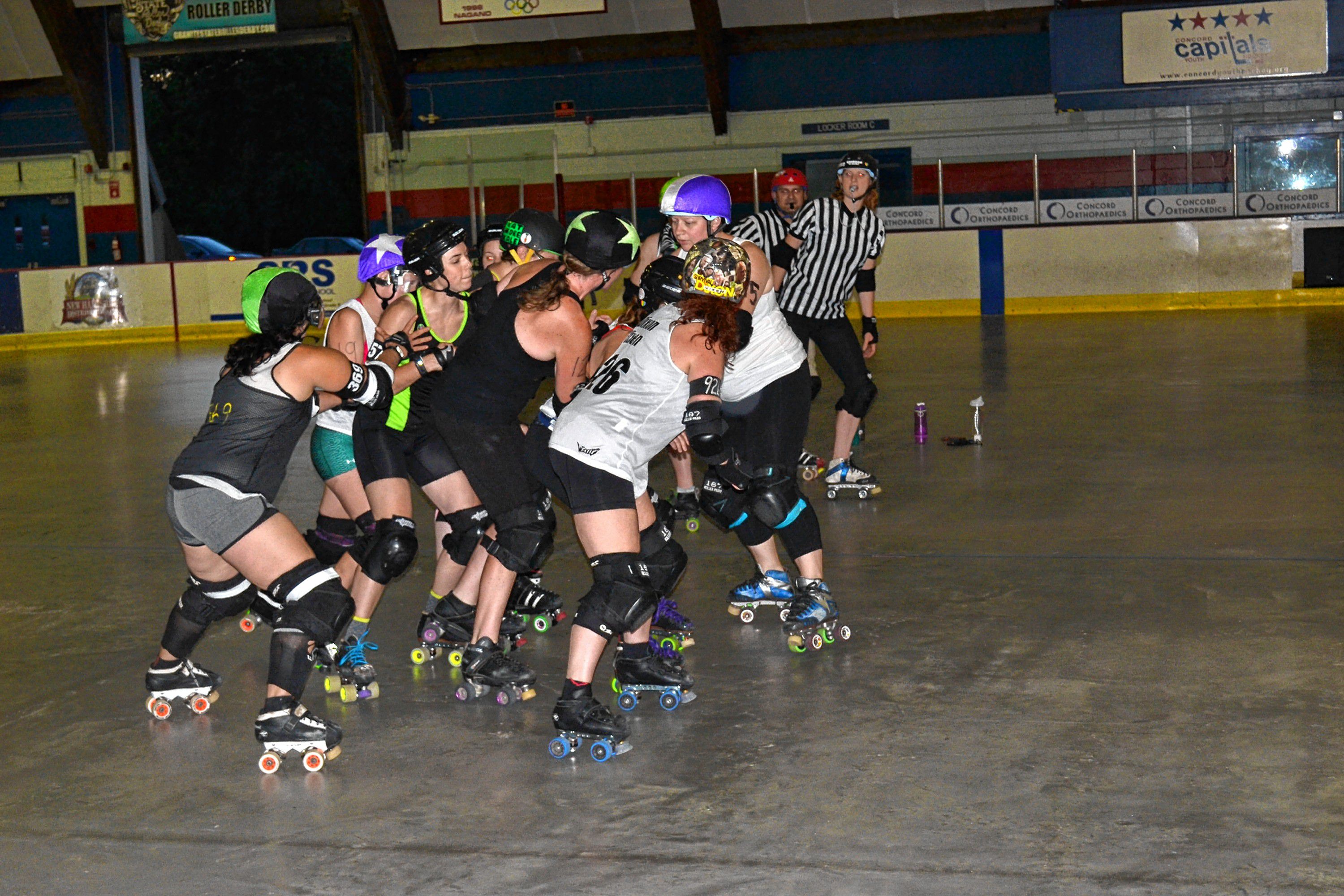 Tim Goodwin—Insider staffThe Demolition Dames and Fighting Finches, the two Granite State Roller Derby home teams, will square off in the second of four bouts on Saturday at Everett Arena at 5 p.m.