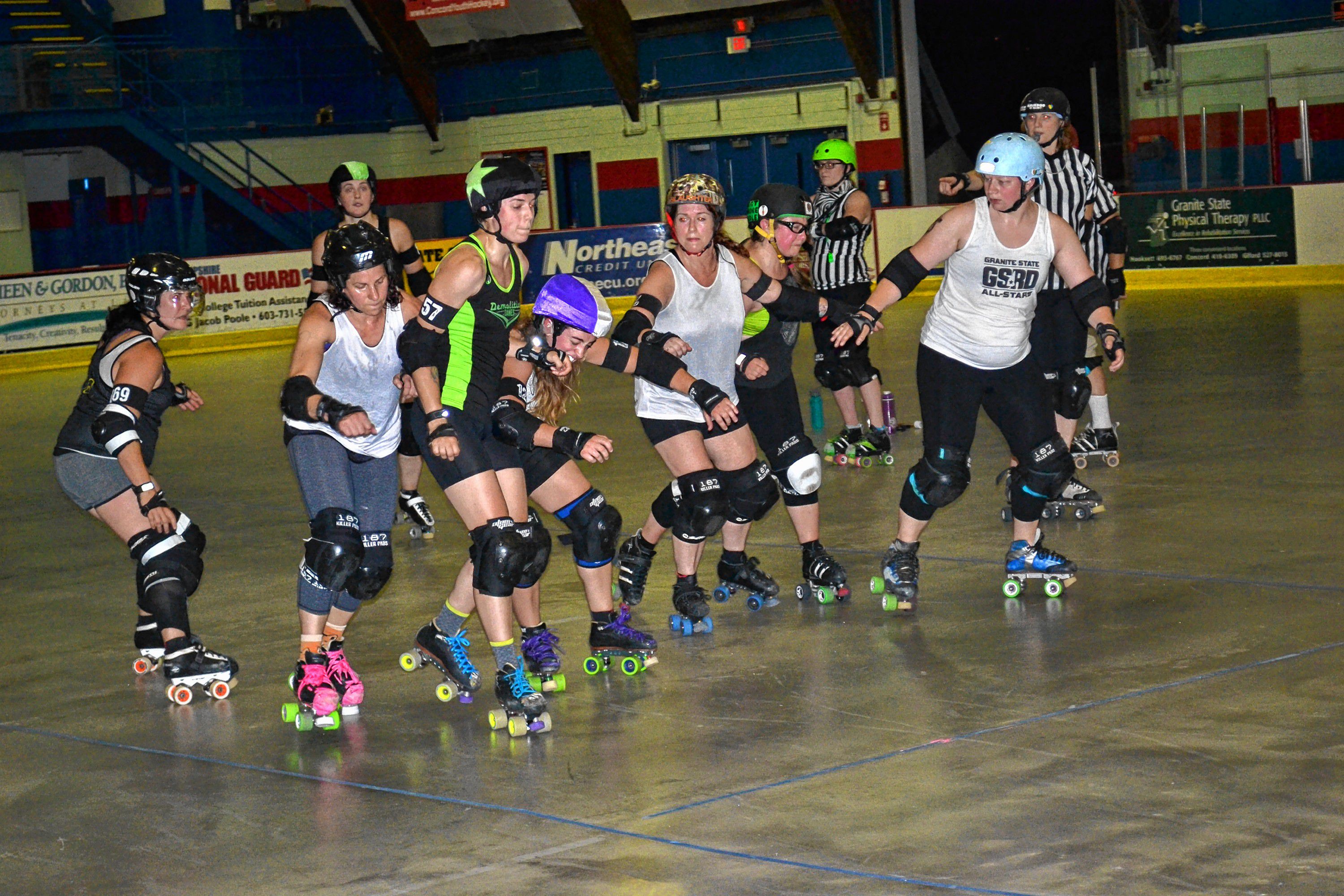 Tim Goodwin—Insider staffThe Demolition Dames and Fighting Finches, the two Granite State Roller Derby home teams, will square off in the second of four bouts on Saturday at Everett Arena at 5 p.m.