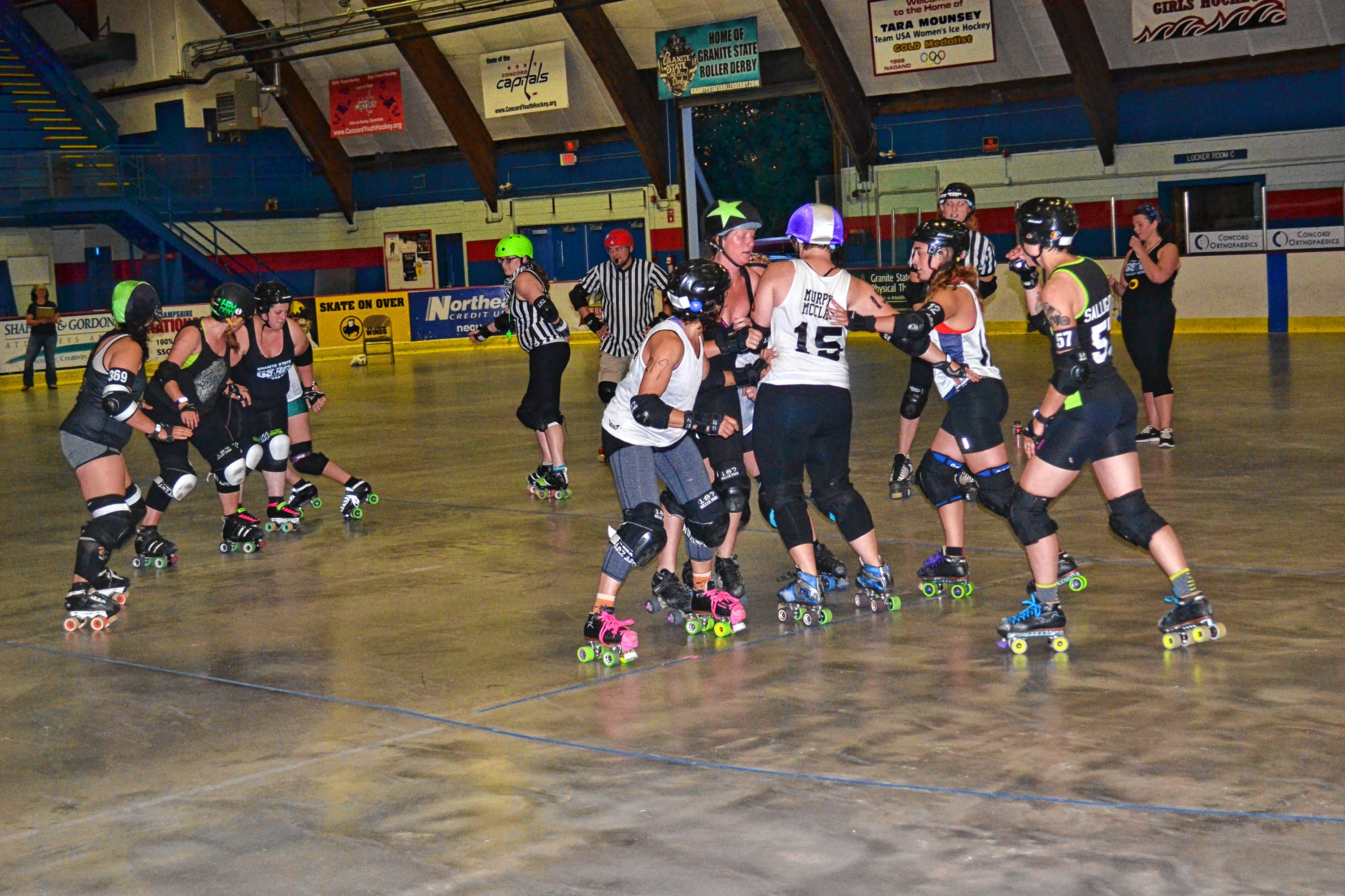 Tim Goodwin—Insider staffThe Demolition Dames and Fighting Finches, the two Granite State Roller Derby home teams, will square off in the second of four bouts on Saturday at Everett Arena at 5 p.m.