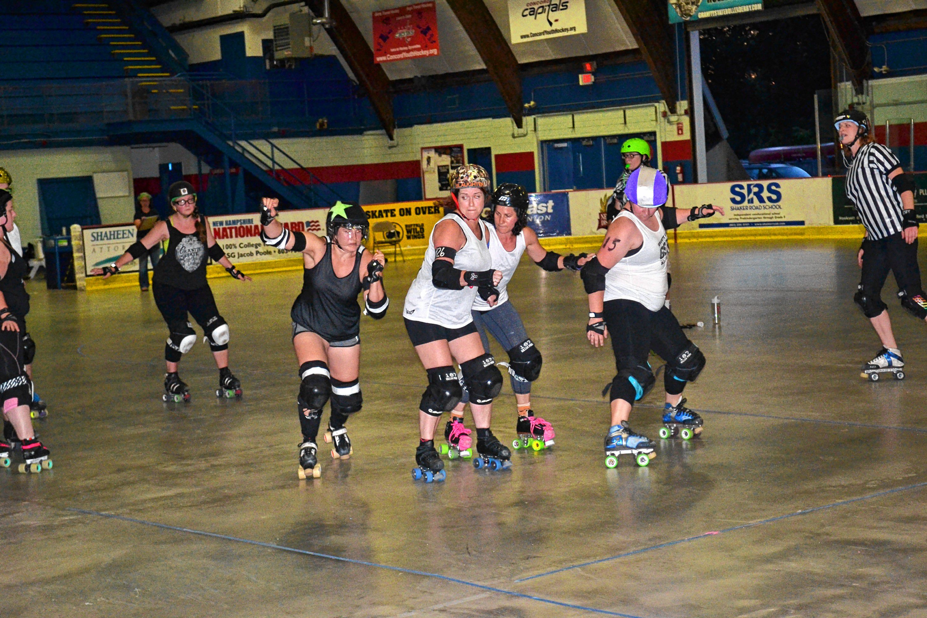 Tim Goodwin—Insider staffThe Demolition Dames and Fighting Finches, the two Granite State Roller Derby home teams, will square off in the second of four bouts on Saturday at Everett Arena at 5 p.m.