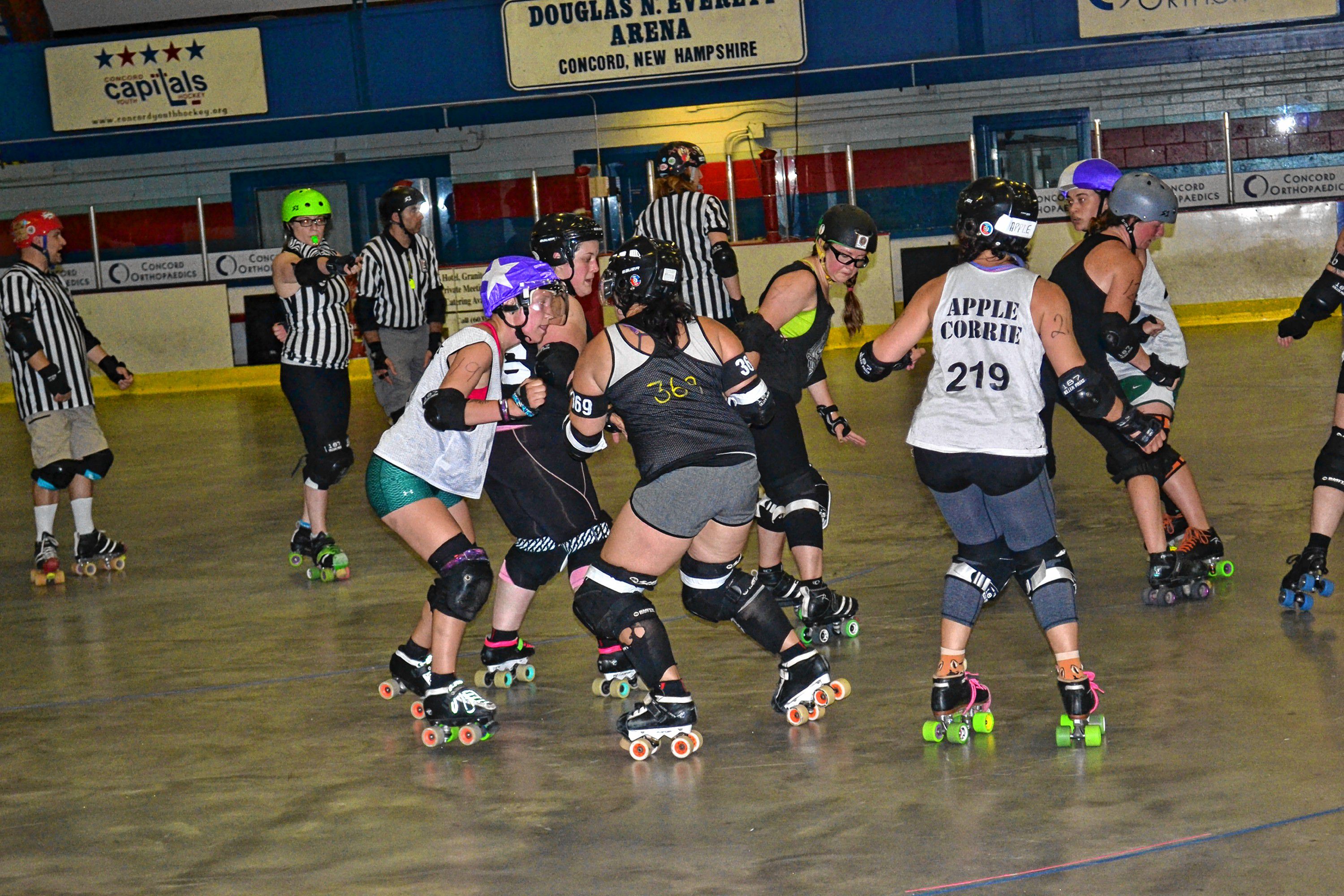 Tim Goodwin—Insider staffThe Demolition Dames and Fighting Finches, the two Granite State Roller Derby home teams, will square off in the second of four bouts on Saturday at Everett Arena at 5 p.m.