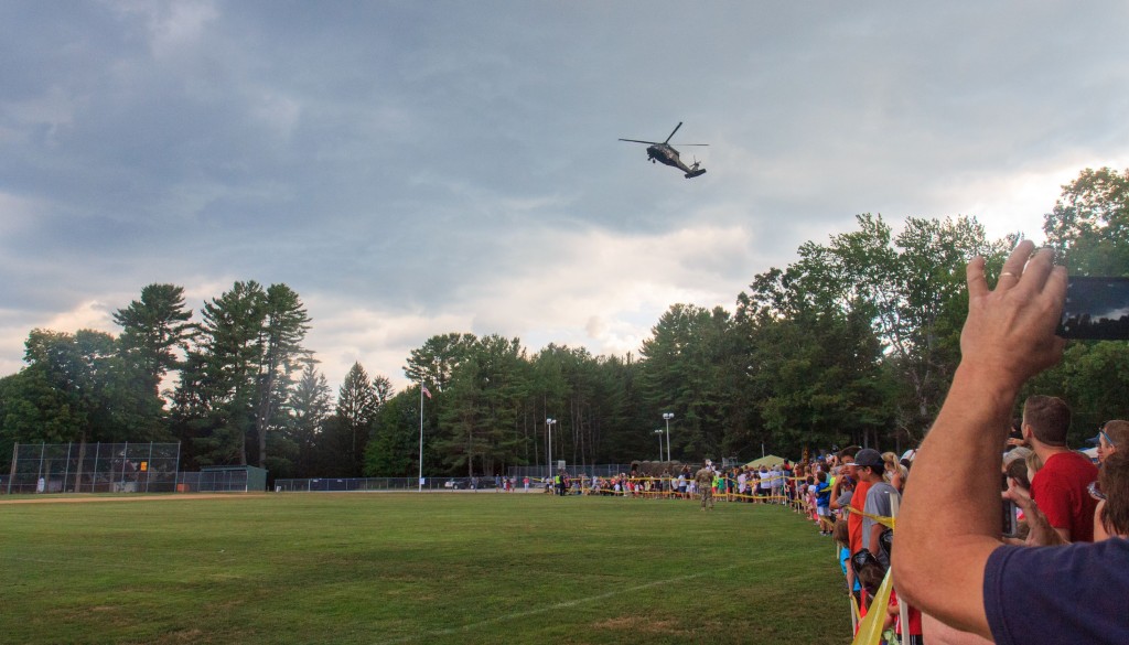 A Blackhawk Helicopter lands at Rollins Park during National Night Out in Concord on August 2, 2016 (JENNIFER MELI / Monitor Staff)