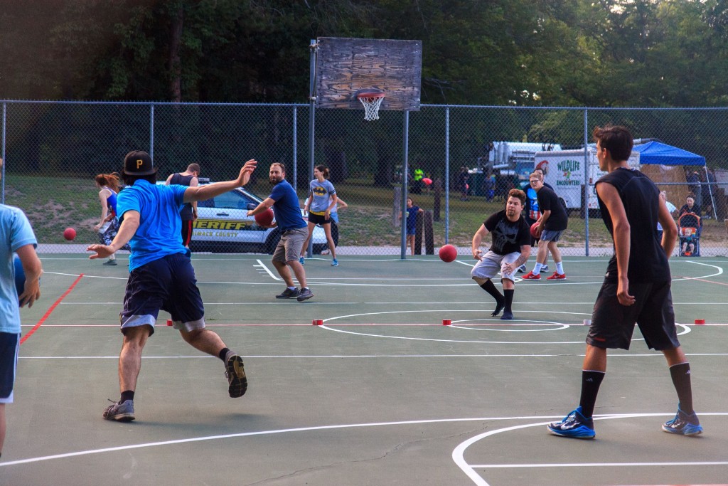 Don Bosco Boys Camp faces off against Sal,s Pizza in a dodge ball tournament during National Night Out. August 2, 2016 (JENNIFER MELI / Monitor Staff)
