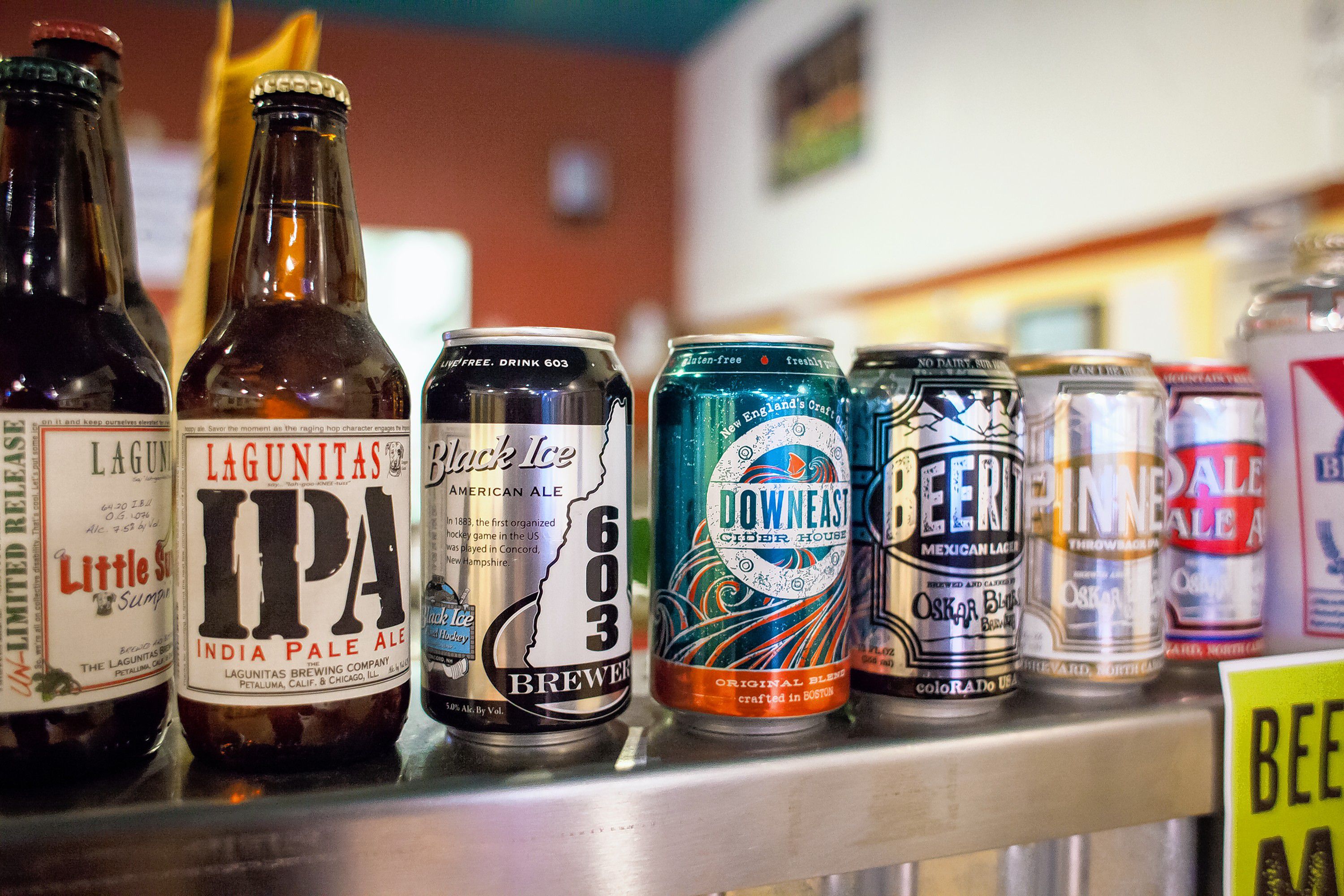 A selection of beer is seen at Dos Amigos Burritos restaurant in downtown Concord on Thursday, Jan. 19, 2017. The restaurant is planning to add draft beer when they reopen at the end of February after renovations. (ELIZABETH FRANTZ / Monitor staff)