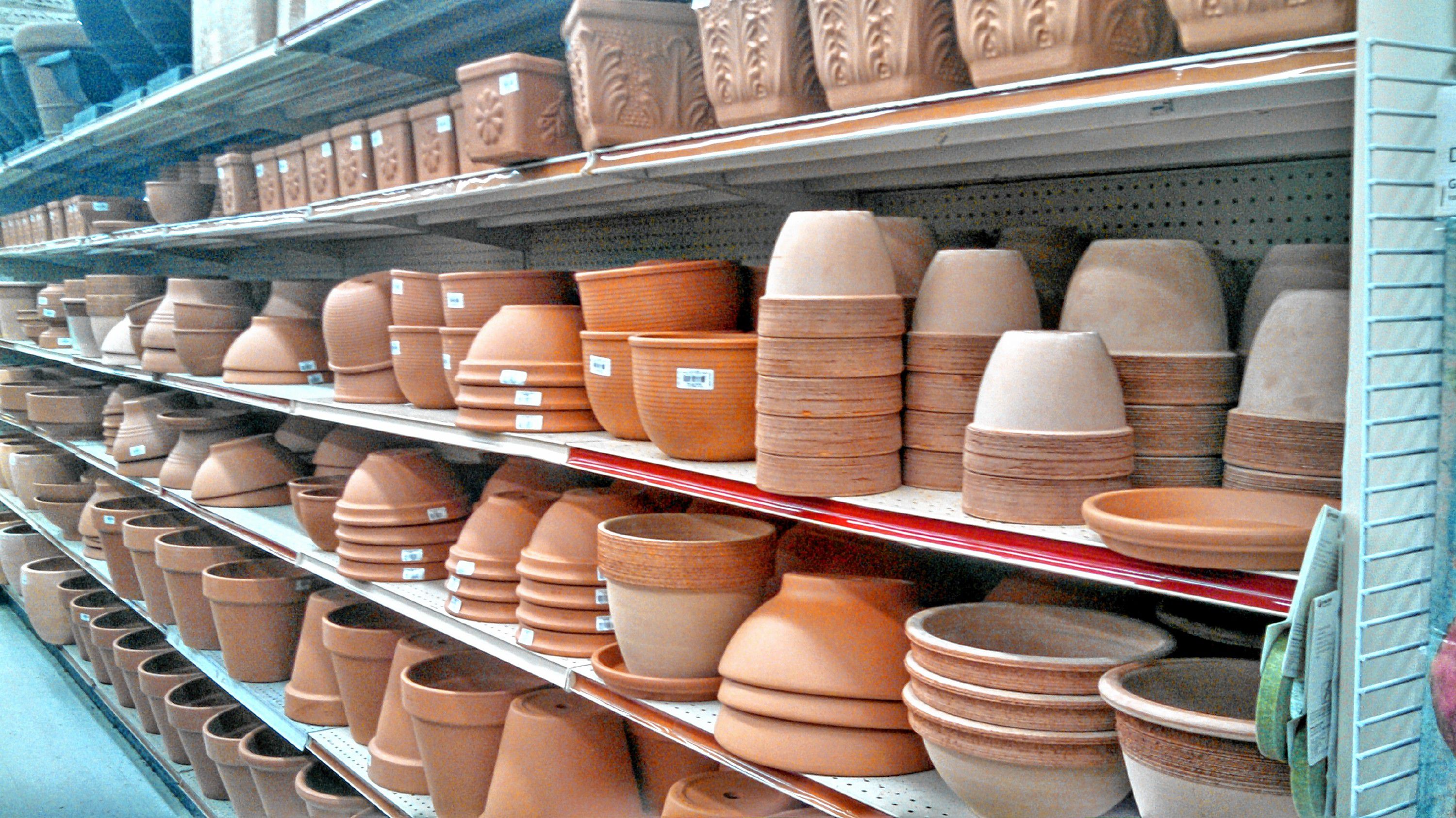 If you're already feeling that gardening itch, check out the massive selection of clay pots for sale at the Job Lot. You're bound to find the one you need. (JON BODELL / Insider staff)