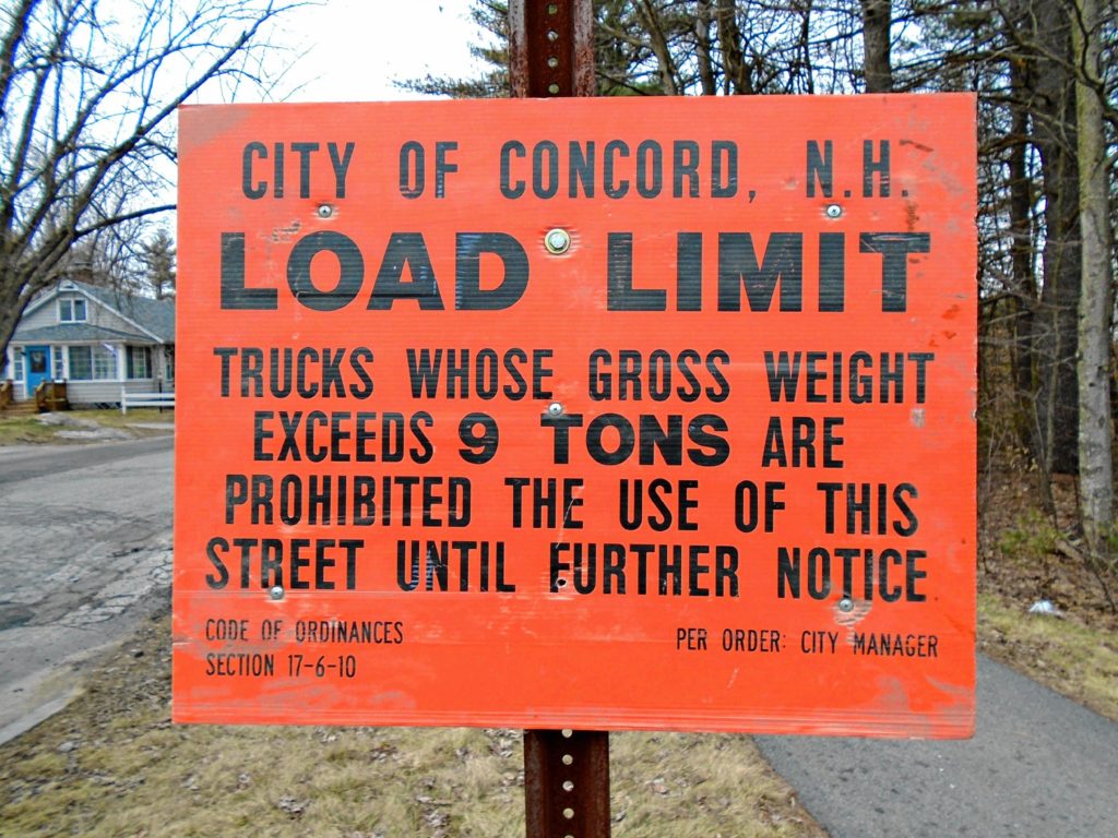 If you see one of these signs, make sure you don’t proceed to drive over the road with 9 tons of cargo in tow. It would be greatly frowned upon.
