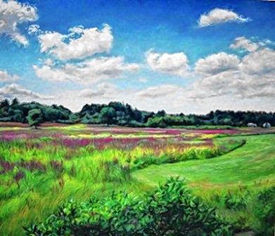 You can see this scenic creation by Ella Delyanis at Mill Brook Gallery on Saturday, along with the rest of New Painting & Indoor Sculpture Exhibit.