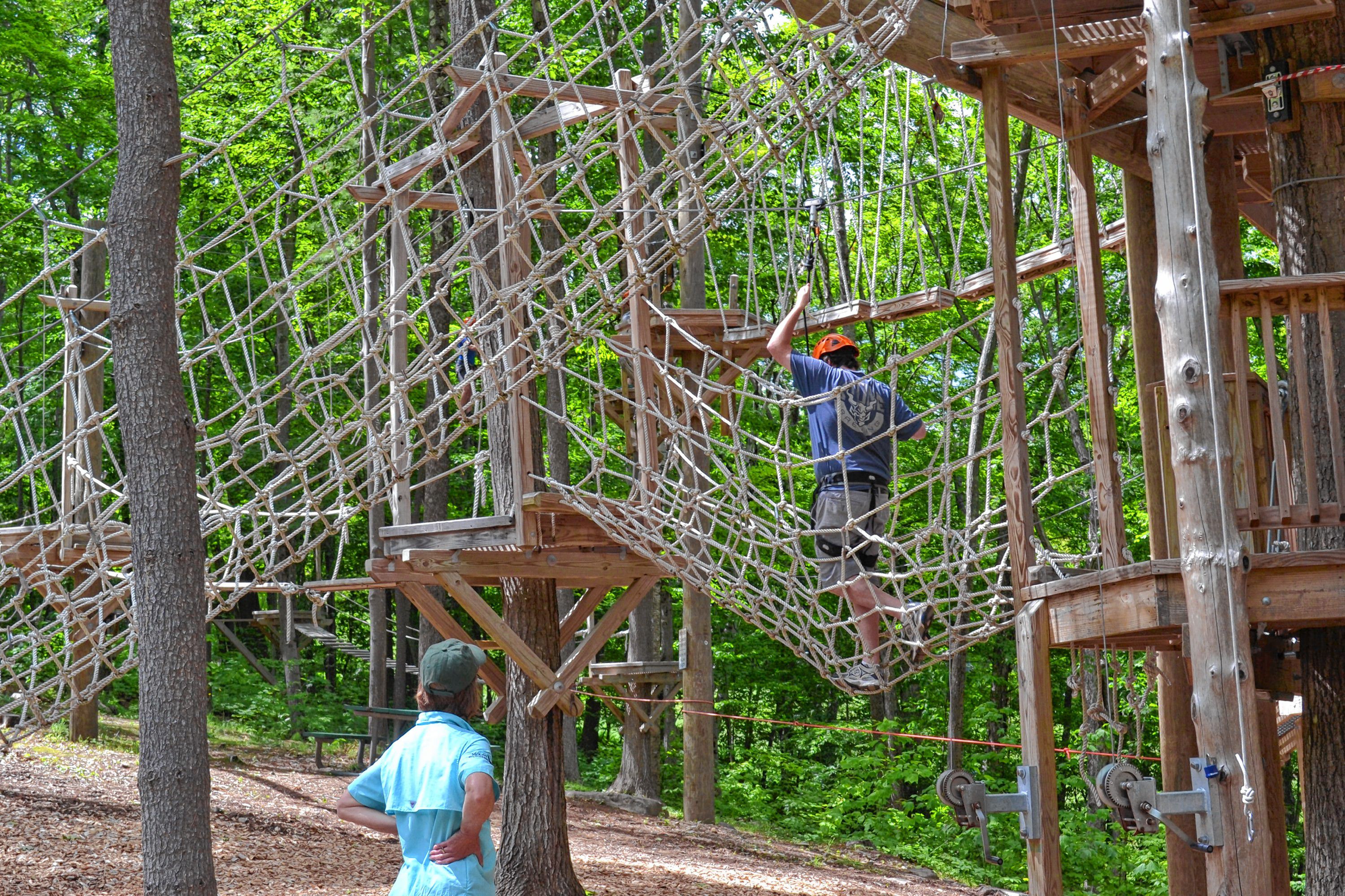 Tim took a spin around the aerial challenge course at Mount Sunapee's adventure park. MEGAN BURCH / For the Insider