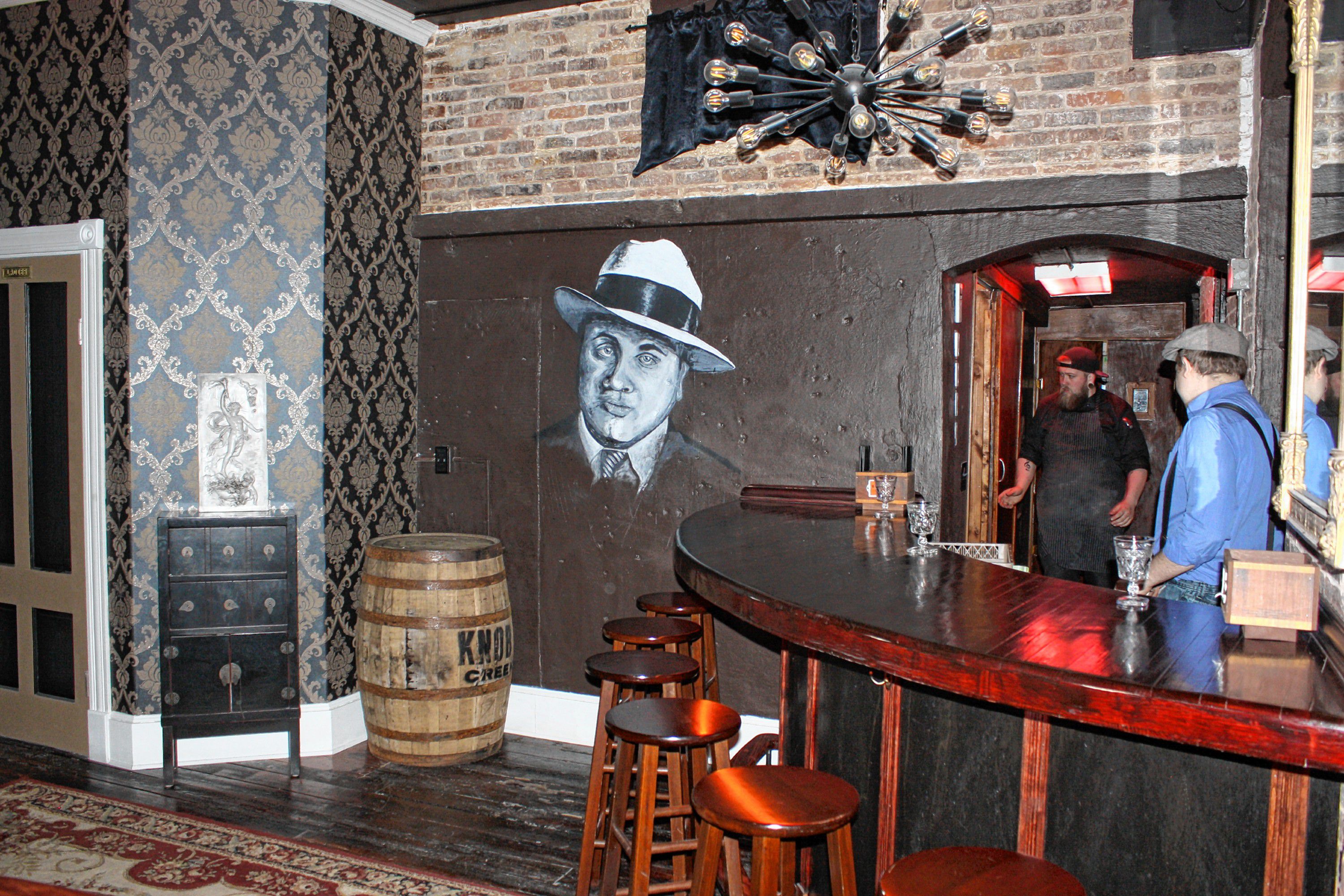 Chuck's Barbershop, the newest Prohibition-era speakeasy in Concord, is now open for business in Eagle Square. The place has a distinctly 1920s, old-school cool vibe. JON BODELL / Insider staff