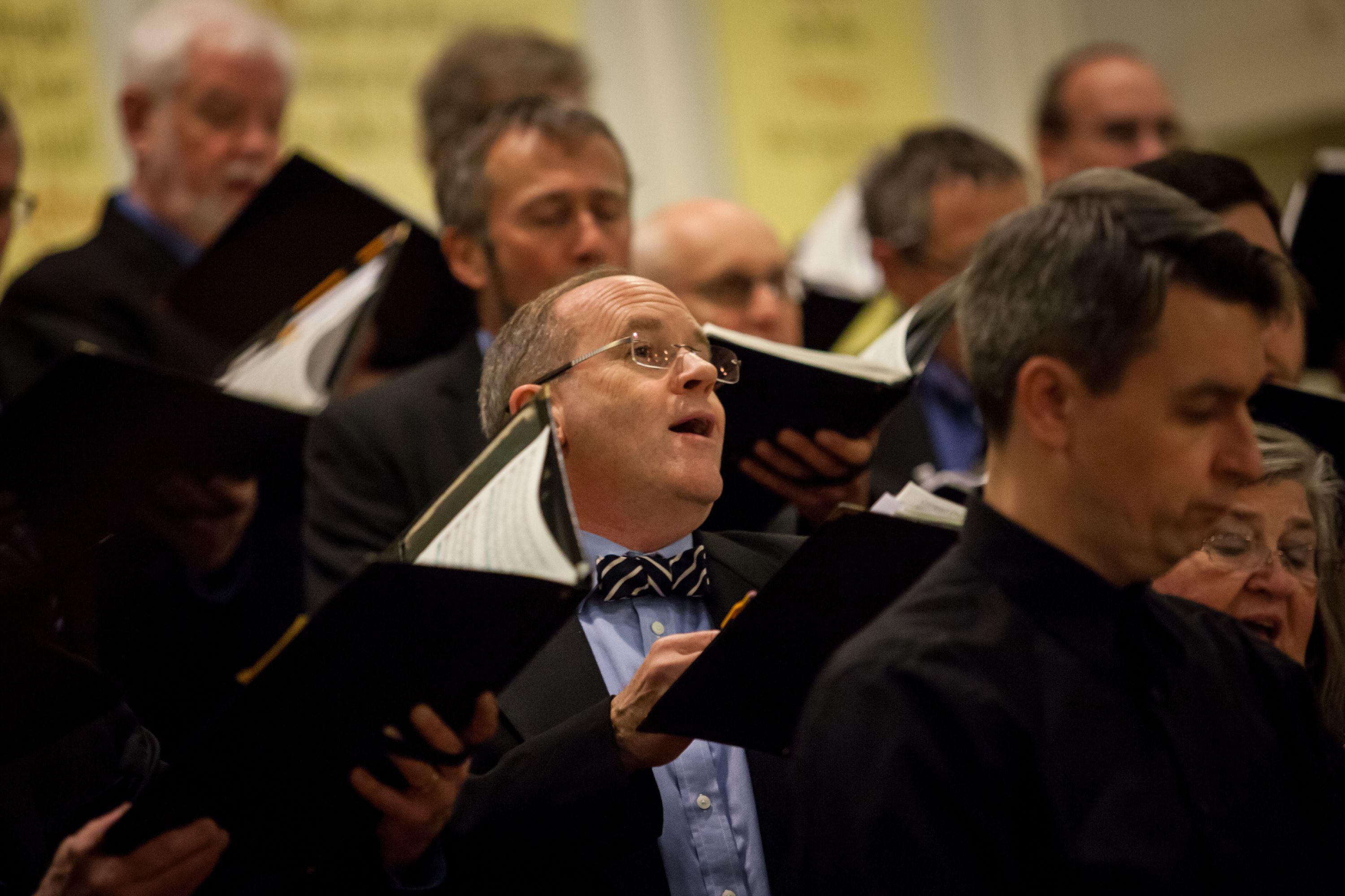 Singers with the Concord Chorale vocal ensemble rehearse sections of pieces ahead of their performance titled "Behold, I Bring you Glad Tidings" at South Congregational Church in Concord on Friday, Dec. 8, 2017. (ELIZABETH FRANTZ / Monitor staff) Elizabeth Frantz