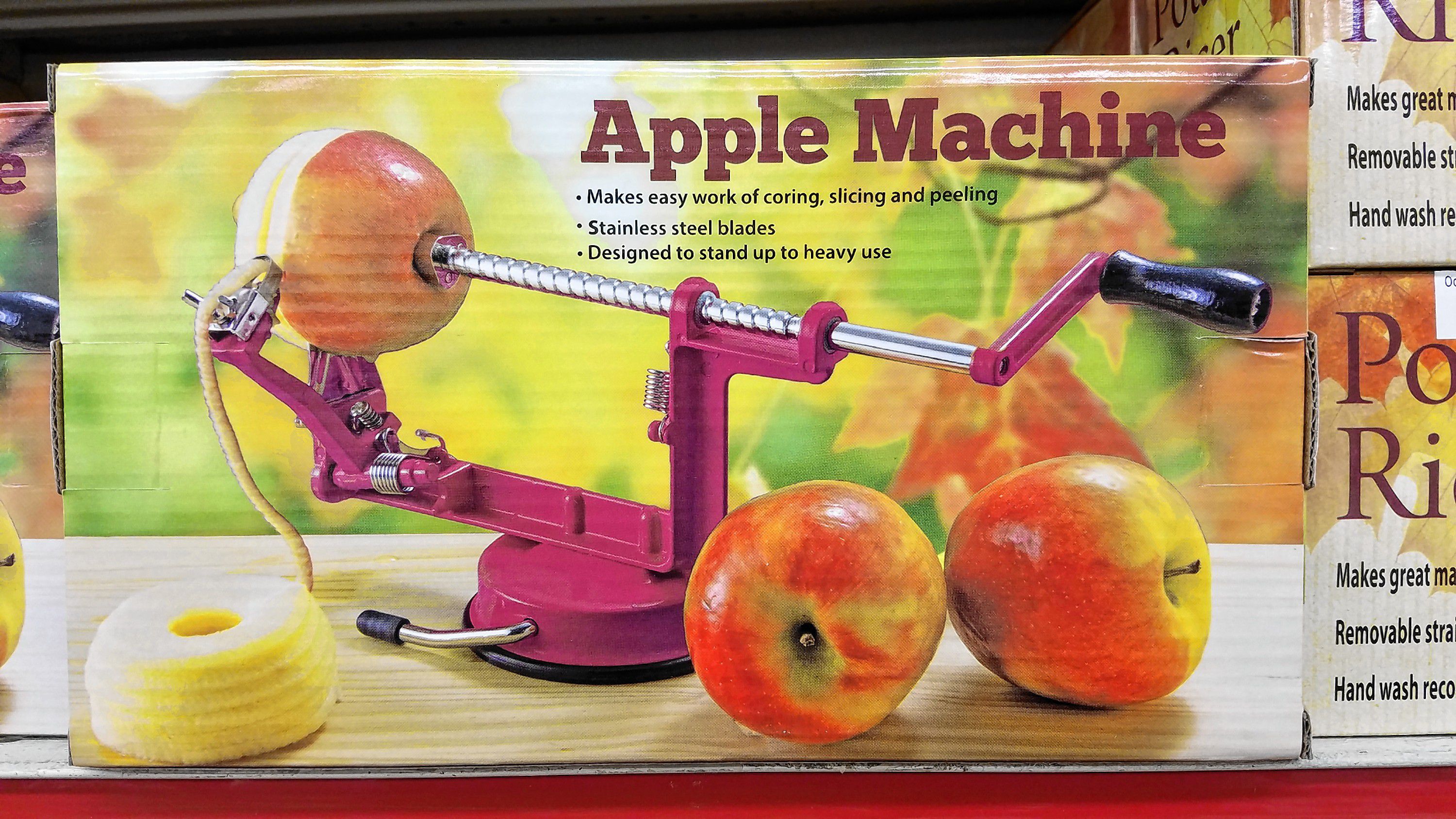 One thing's for sure -- you can't eat an apple without first running through an Apple Machine. These things can fetch hundreds of dollars in some places, but at the Job Lot, you don't even have to drop 20 bucks to snag one. JON BODELL / Insider staff