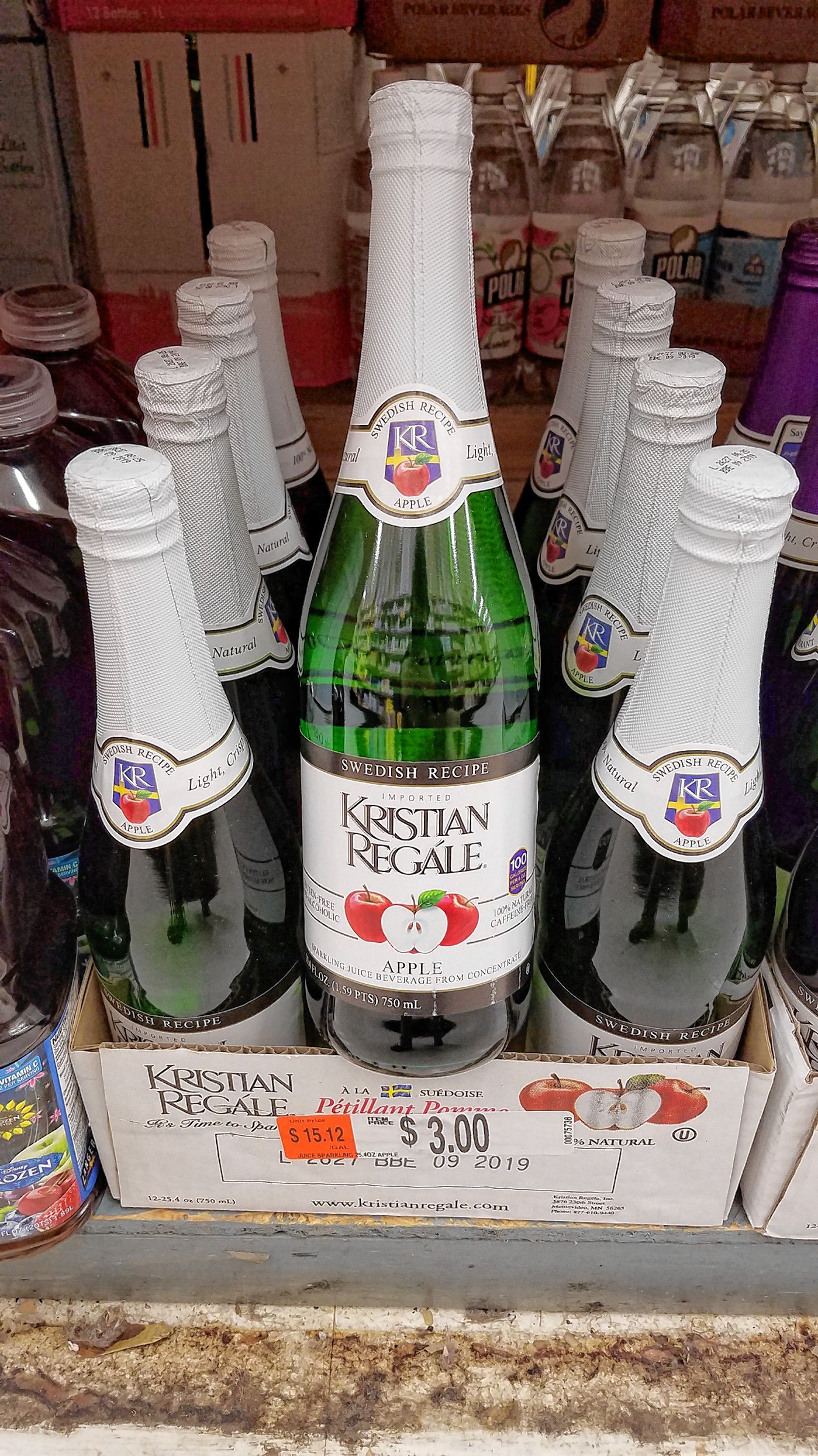 Thirsty? Pop a bottle of this Kristian Regale apple sparkling juice beverage. It's imported and made from a Swedish recipe -- so fancy! JON BODELL / Insider staff