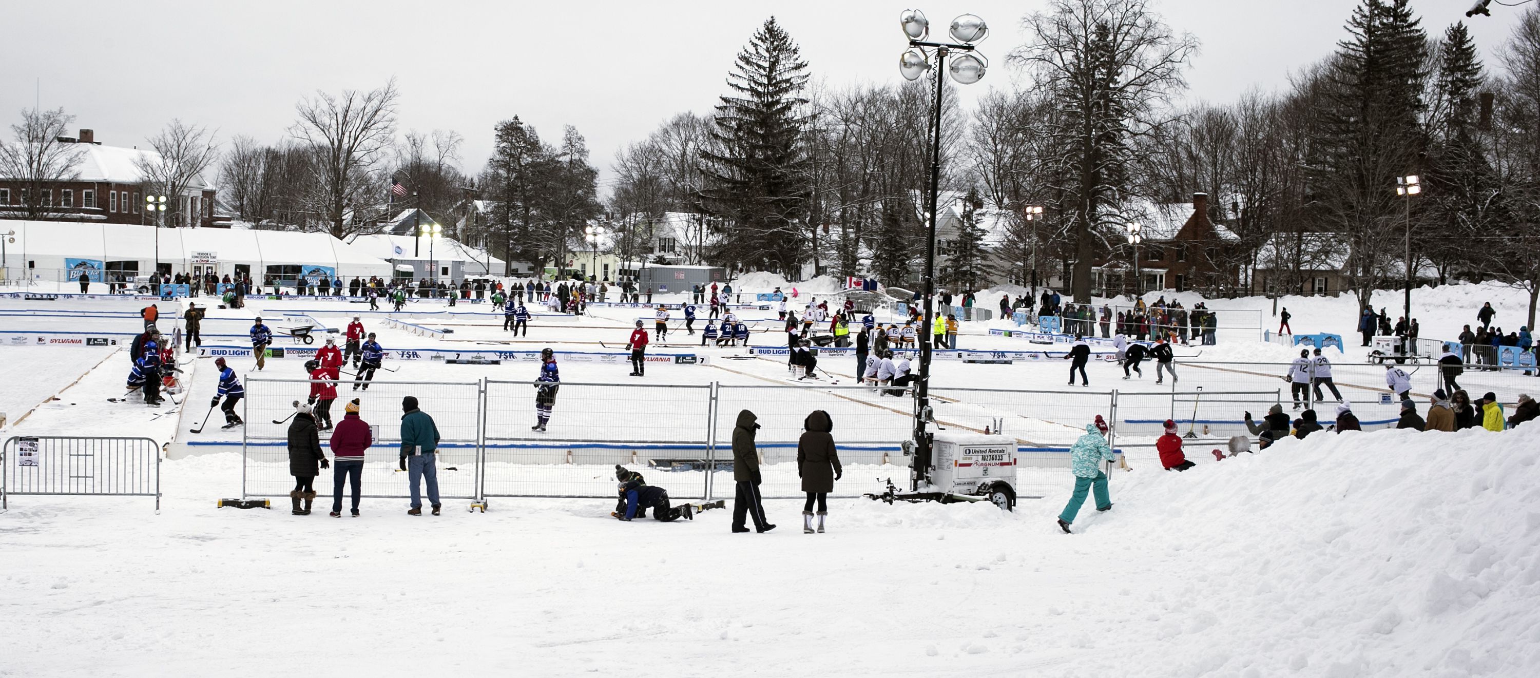 The scene at the Black Ice Pond Hockey Tournament at White Park Saturday. GEOFF FORESTER