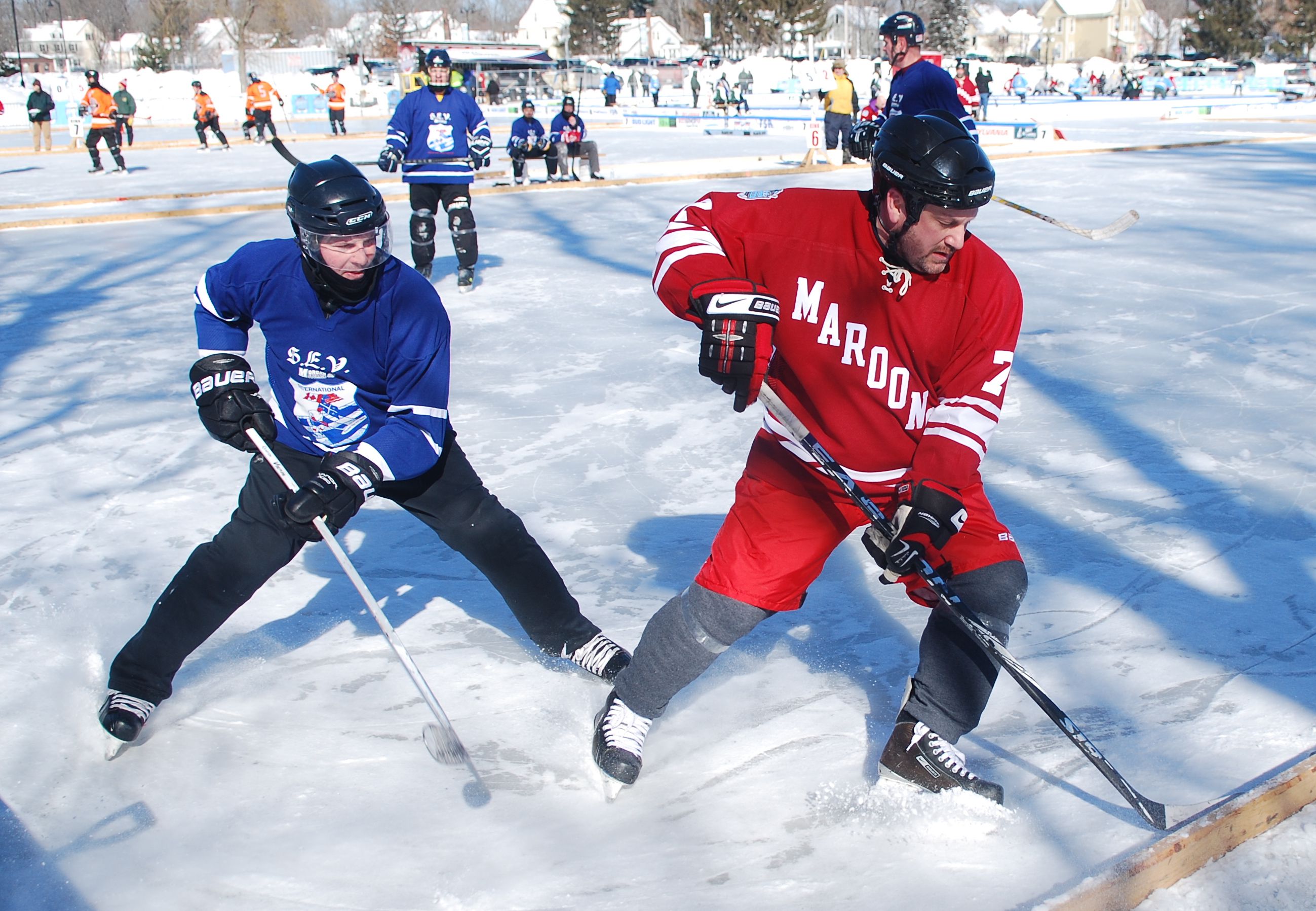 Concord's Black Ice Pond Hockey tournament kicked off Friday, Feb. 10, 2017, and continues through the weekend at White Park. (NICK STOICO / Monitor staff) 