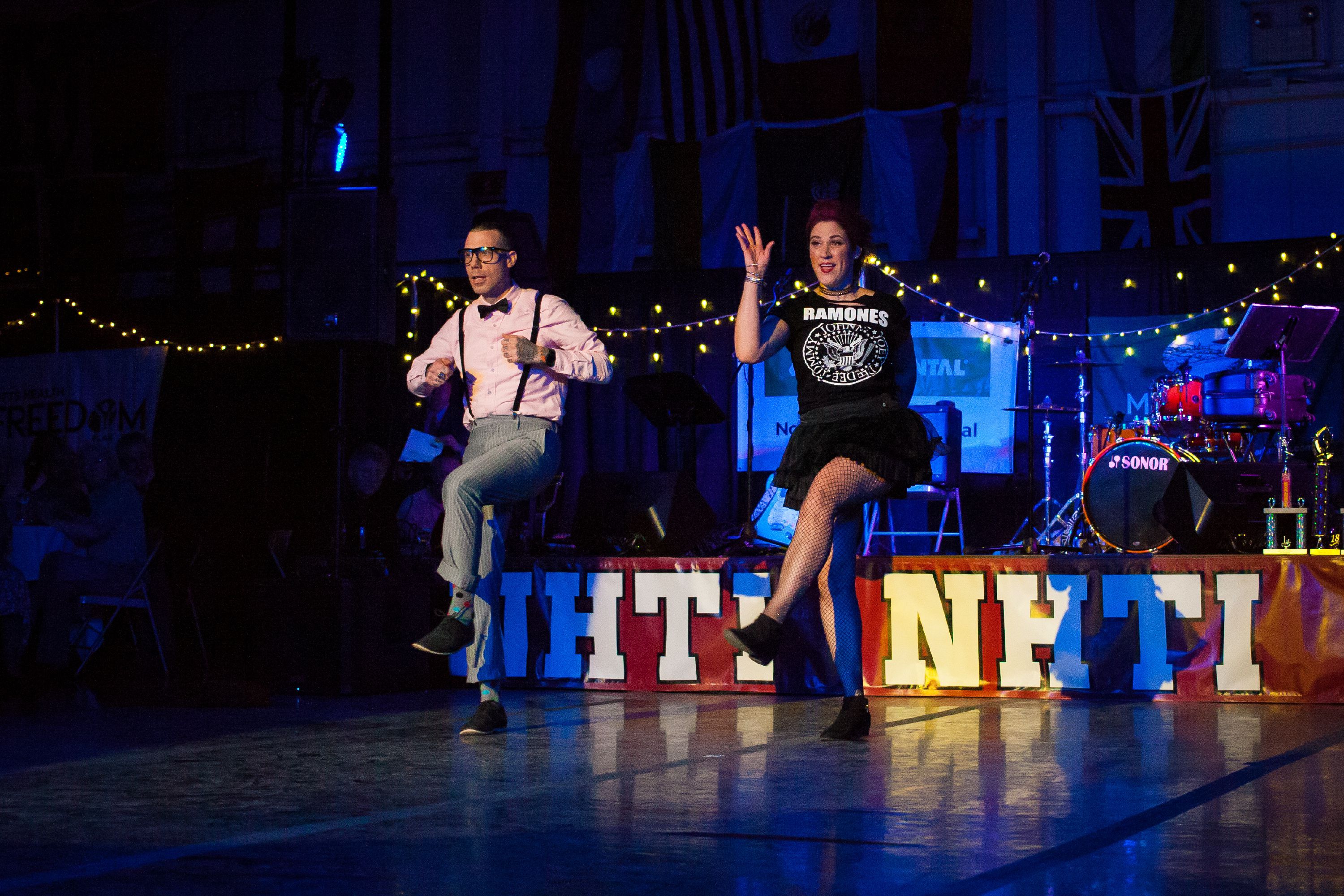 Candace Fitzgerald and Josh Craggy dance a punk jitterbug during the "Dancing with the Concord Stars" program at NHTI's annual Winter Fling event on Saturday, Jan. 27, 2018. (ELIZABETH FRANTZ / Monitor staff) Elizabeth Frantz