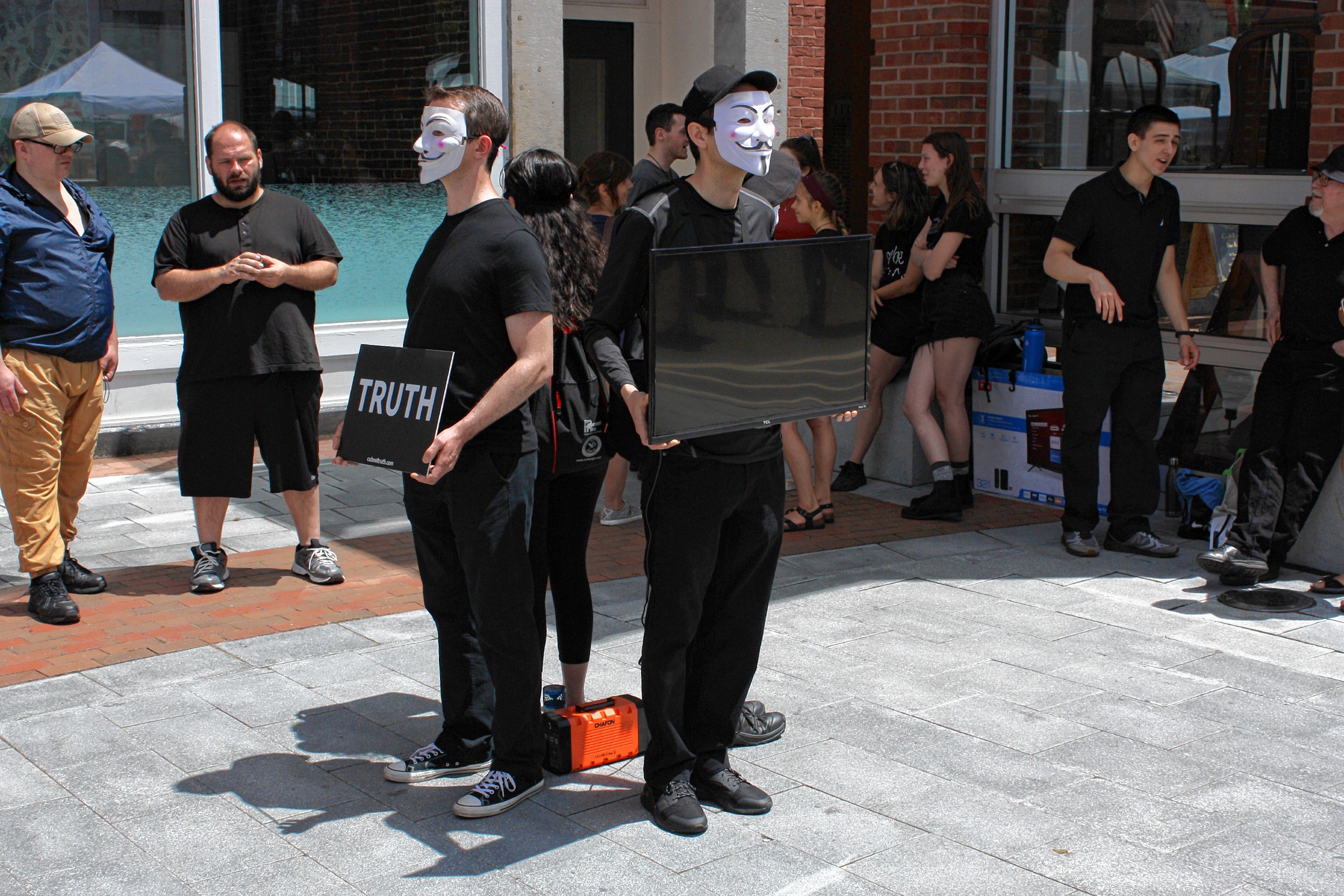 These folks (or should I say, Fawkes?), who stood around silently during Market Days, were apparently so passionate about their cause that they decided to conceal their identities.  JON BODELL / Insider staff