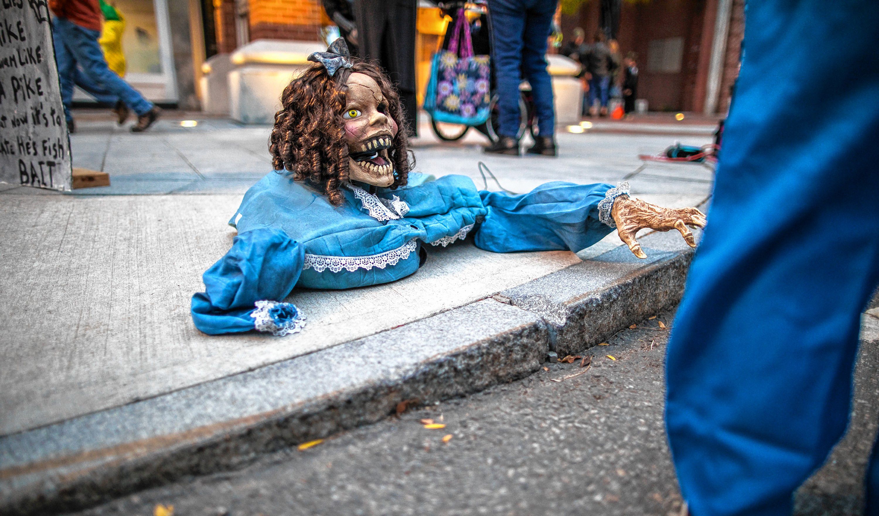 A ghoul on the sidewalk at the Halloween Howl on Main Street in Concord on Friday evening, October 25, 2019. GEOFF FORESTER