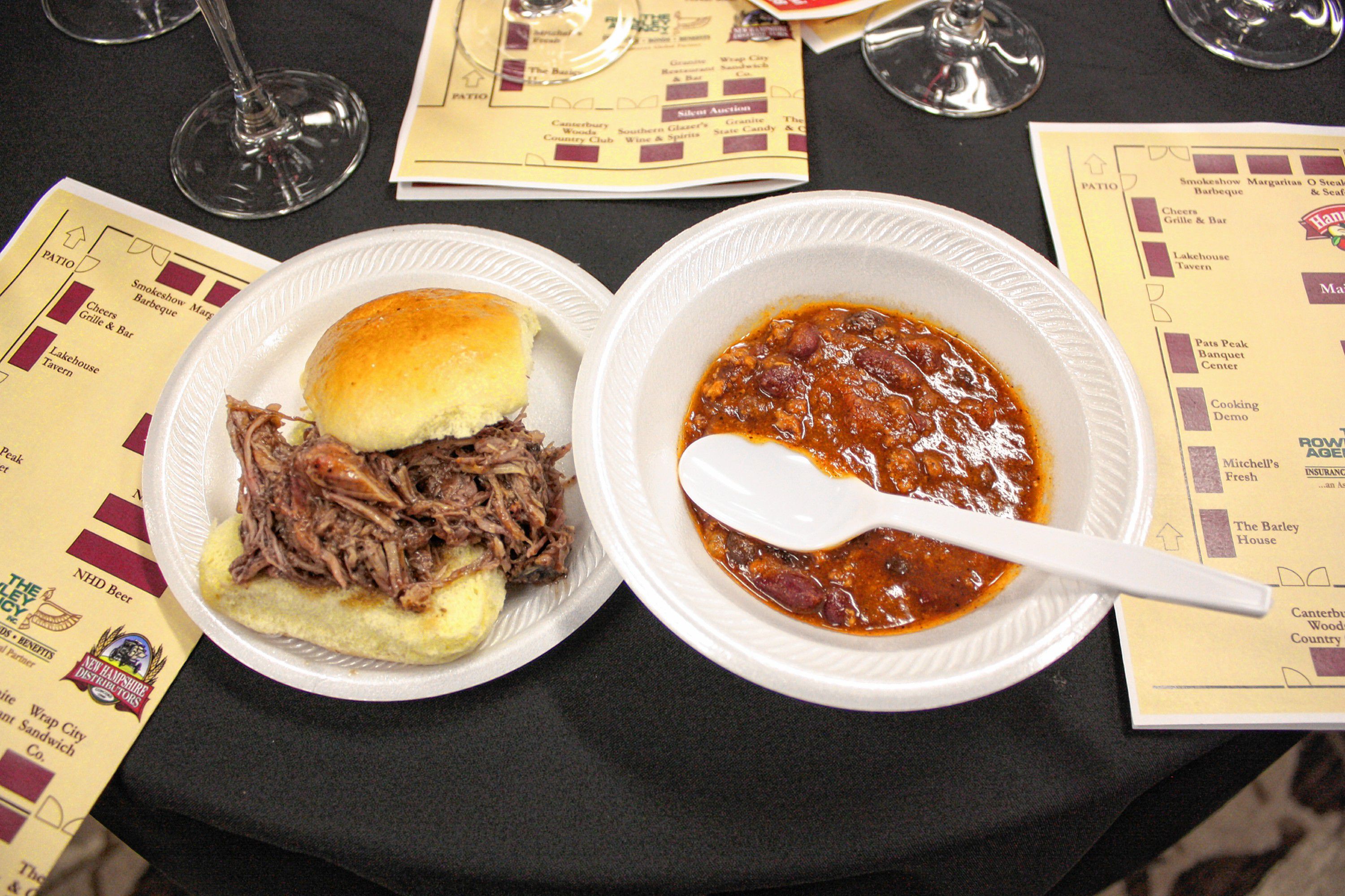 A pulled-pork slider with a bowl of buffalo chili from the Hungry Buffalo. JON BODELL / Insider staff