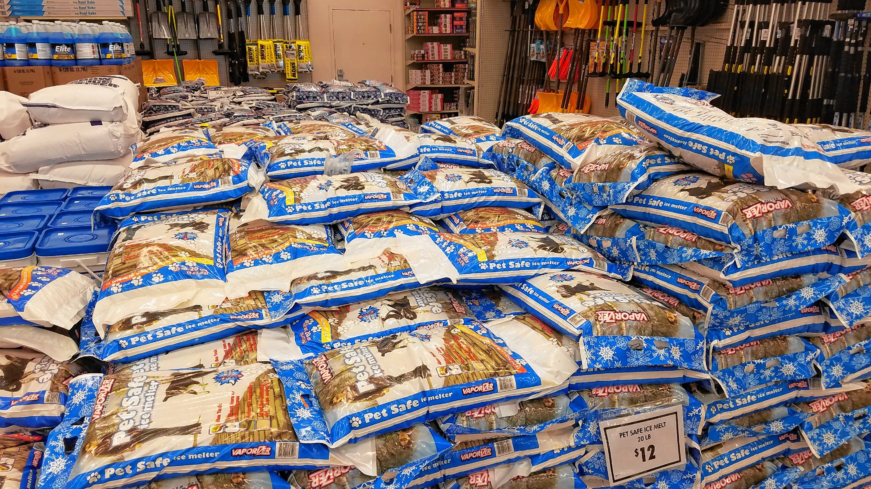 This is the perfect time to stock up on your ice melt, and Ocean State Job Lot has literally tons of it in stock.   JON BODELL / Insider staff