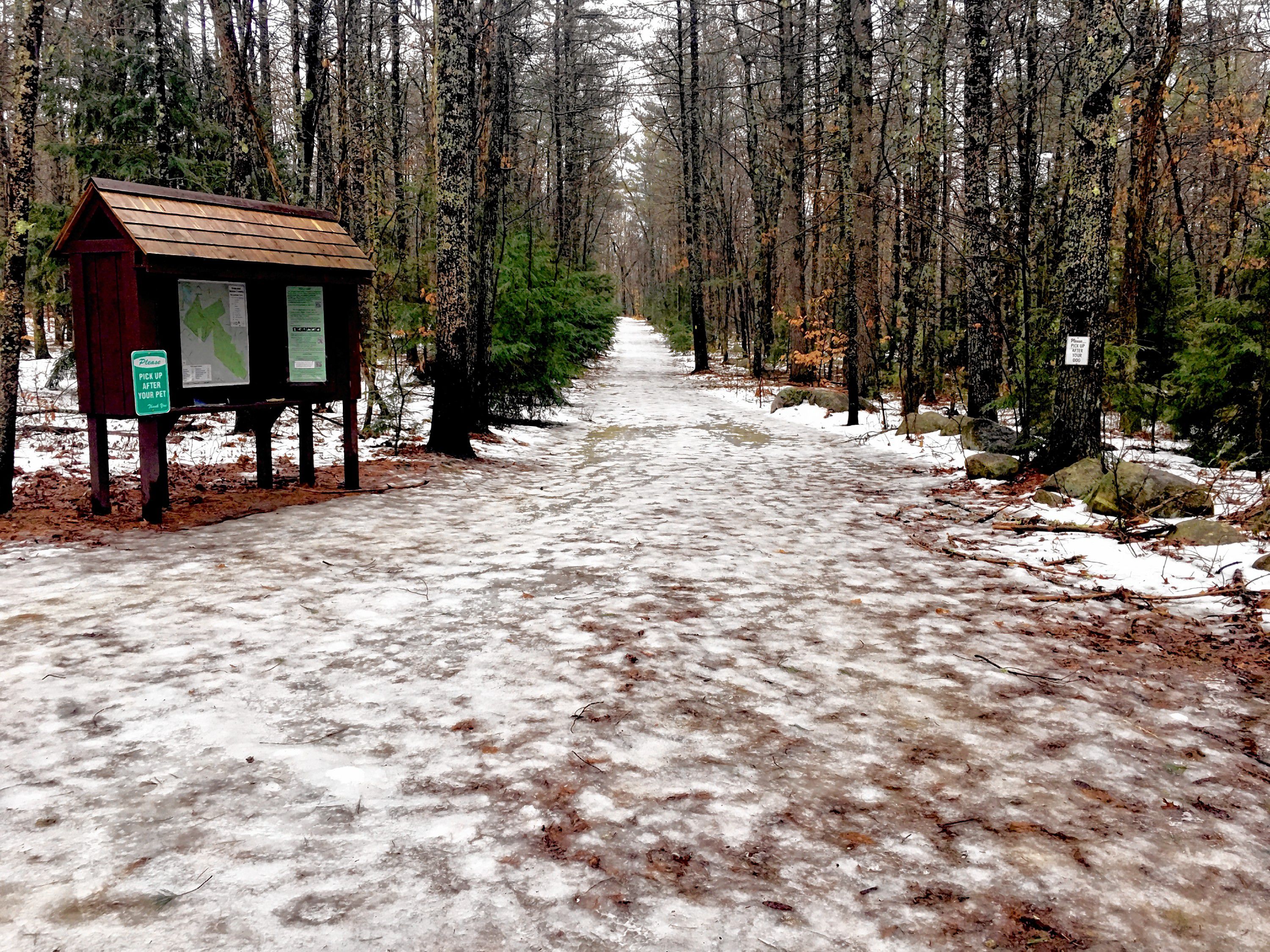 The trailhead for Knox Forest in Bow seen Friday, Feb. 8. 2019. (NICK STOICO / Monitor staff) NICK STOICO