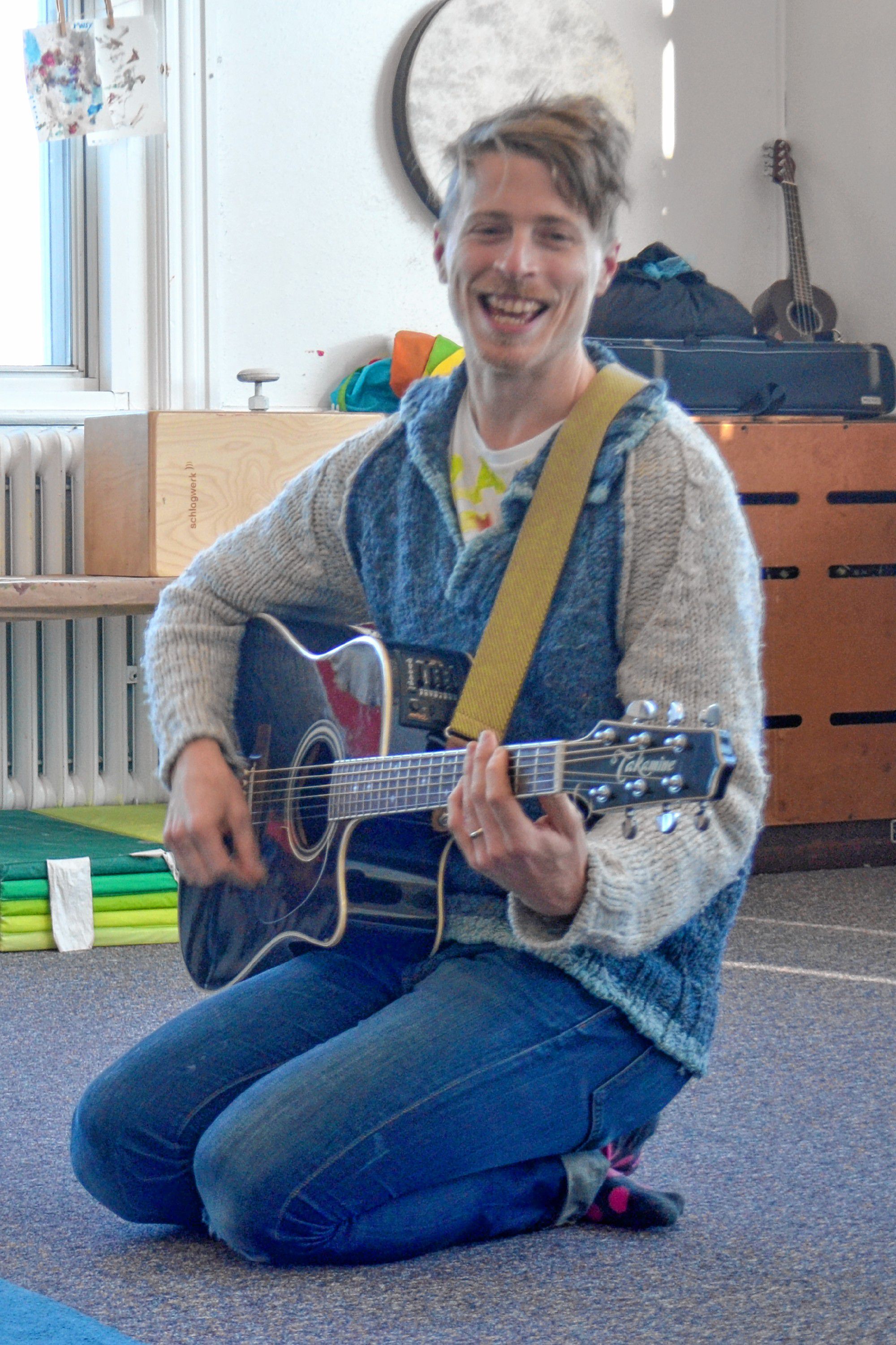 Mr. Aaron sings and dances with his little friends earlier in March.  Sarah Pearson