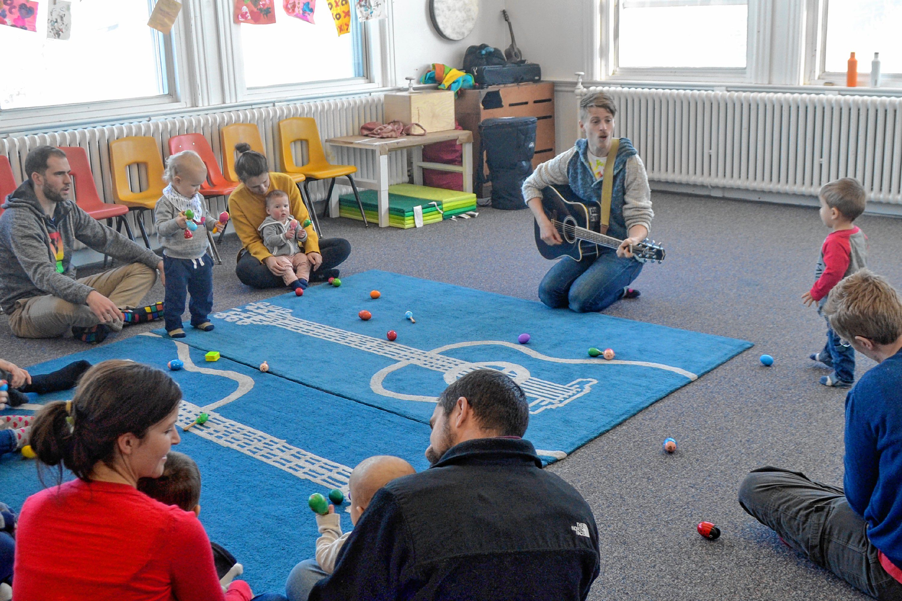 Mr. Aaron sings and dances with his little friends earlier in March.  Sarah Pearson