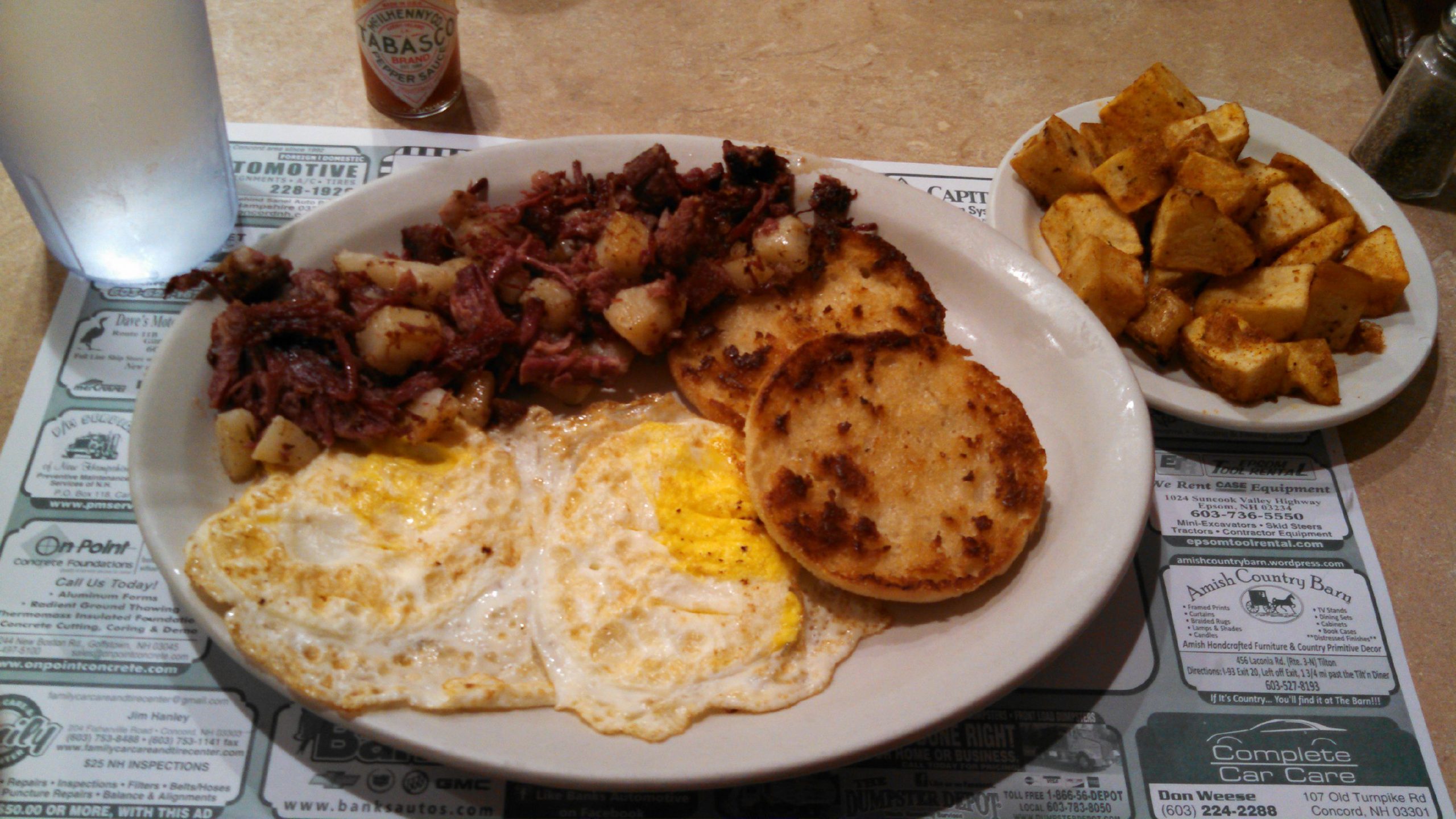 Hash and eggs with a side of home fries from the Newell Post. (THE FOOD SNOB / Insider staff) THE FOOD SNOB / Insider staff