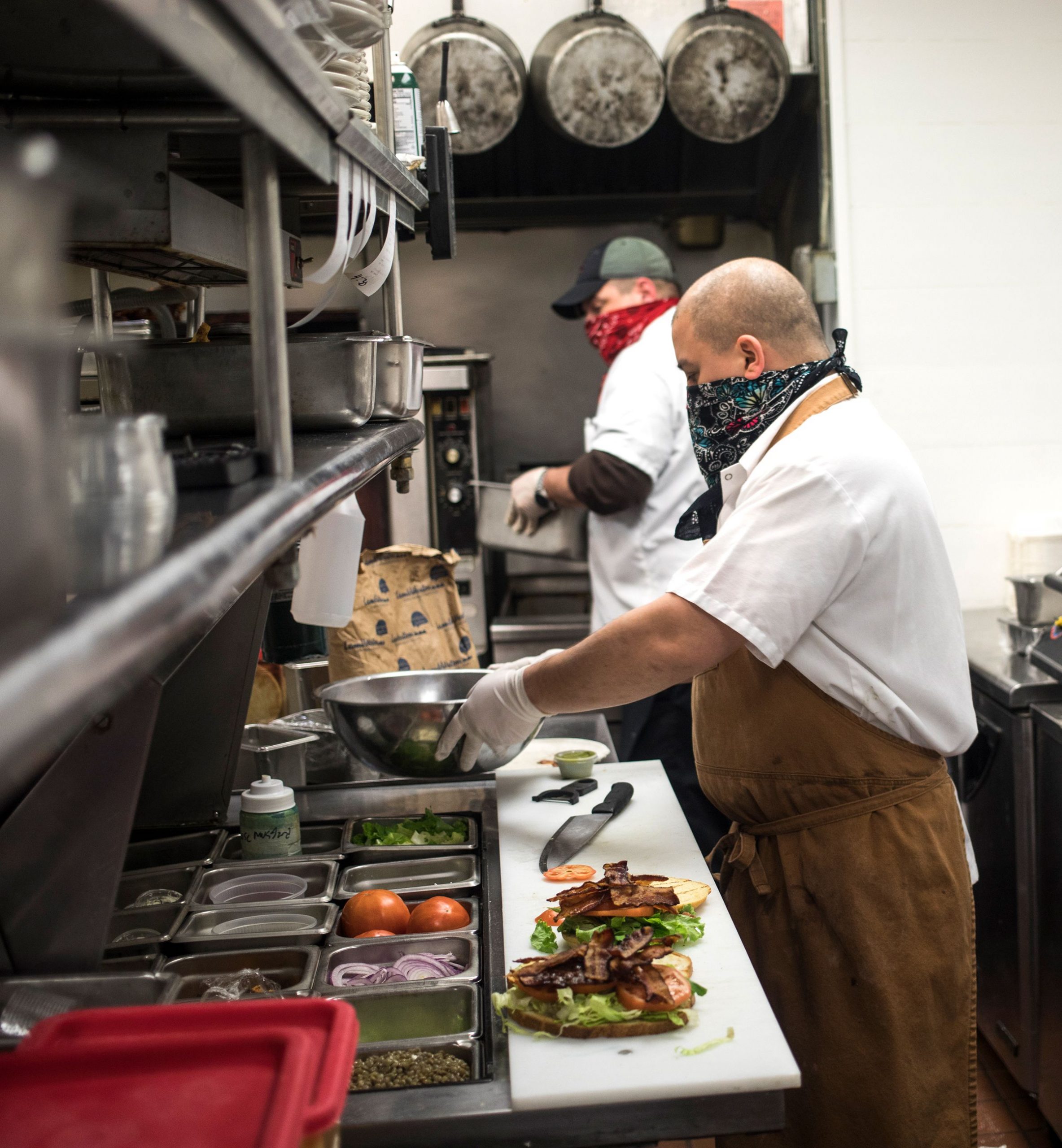 Geoff Weiler of the Barley House helps prepare meals at the downtown eatery on Thursday, April 9, 2020. The restaruant helps out by cooking meals for Concord Hospital staff on Saturdays. GEOFF FORESTER